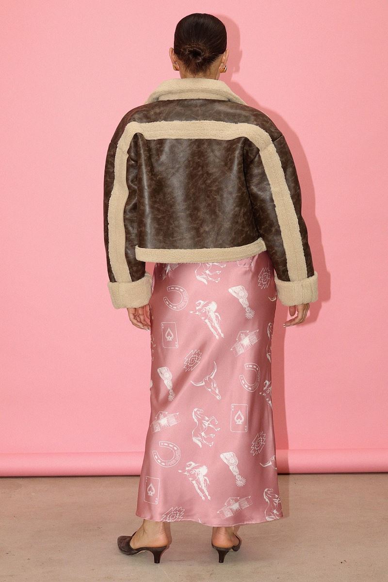 Zaria Washed Pu Short Shearling Coat Clothing Bailey Rose 