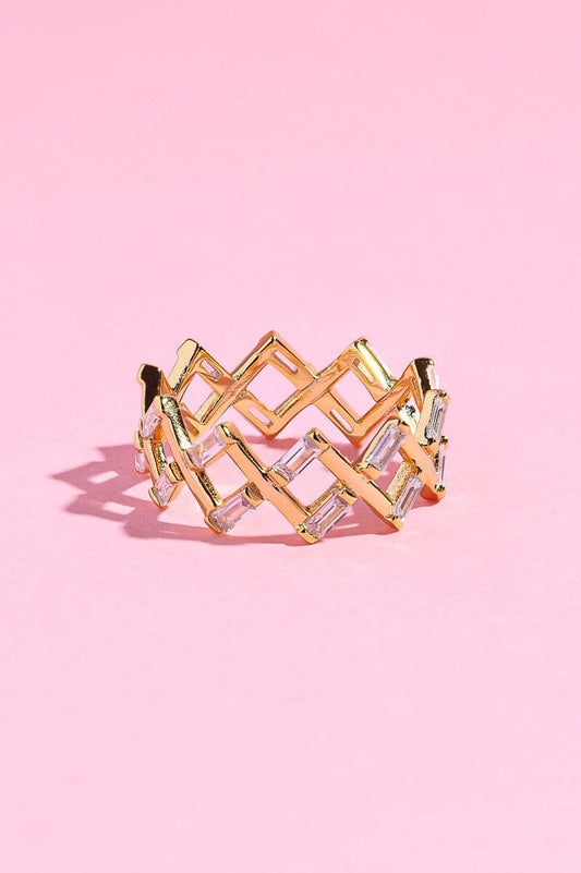 Zig Zag Baguette Sterling Silver Ring Rings mure + grand 