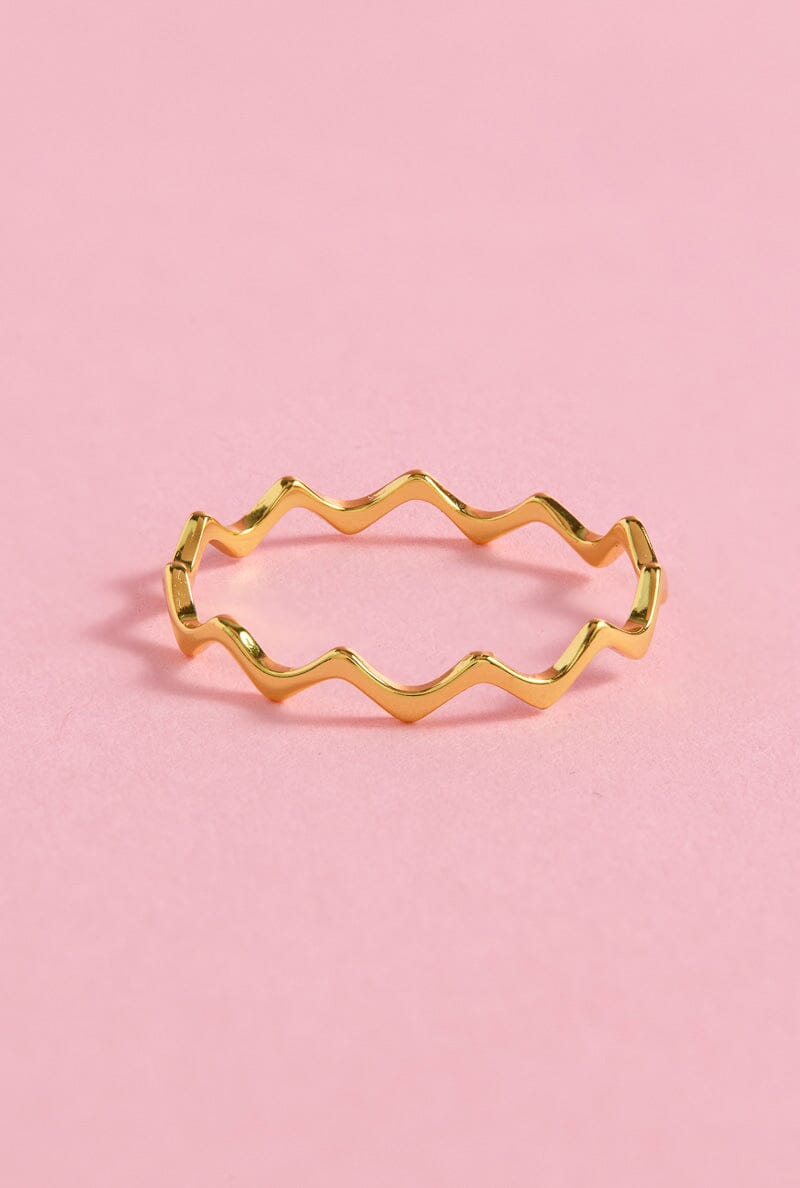 Zig Zag Sterling Silver Ring Ring mure + grand Gold 6 