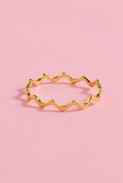 Zig Zag Sterling Silver Ring Ring mure + grand Gold 6 