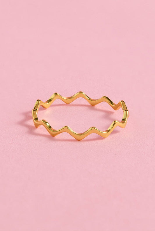 Zig Zag Sterling Silver Ring Ring mure + grand Gold 6 