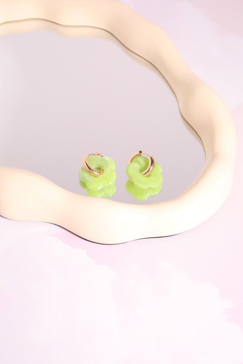 Acrylic Daisy Charm Dangle Earrings Earrings mure + grand Lime 