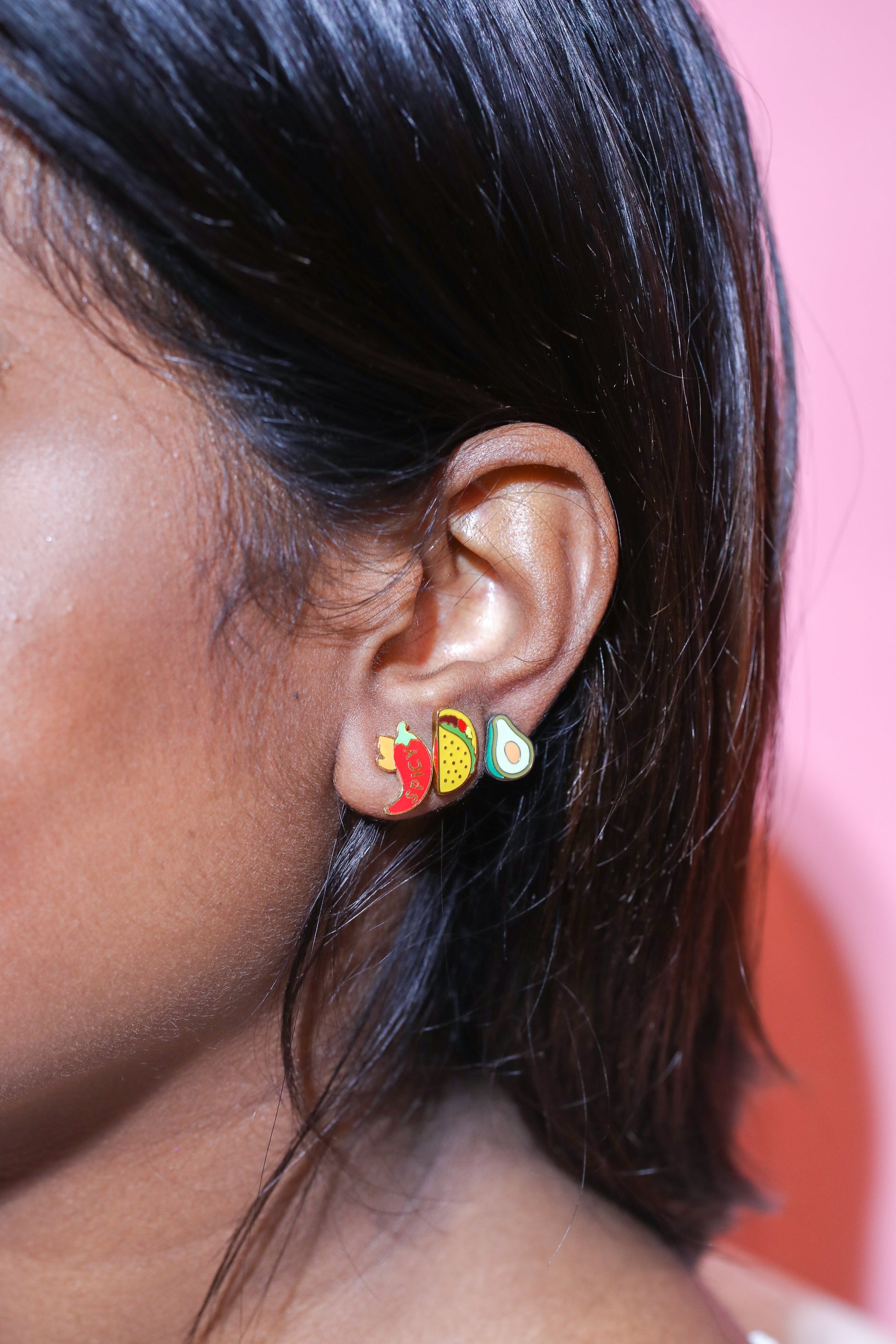 Avocado Enamel Charm Stud Earrings Earrings Mure + Grand 