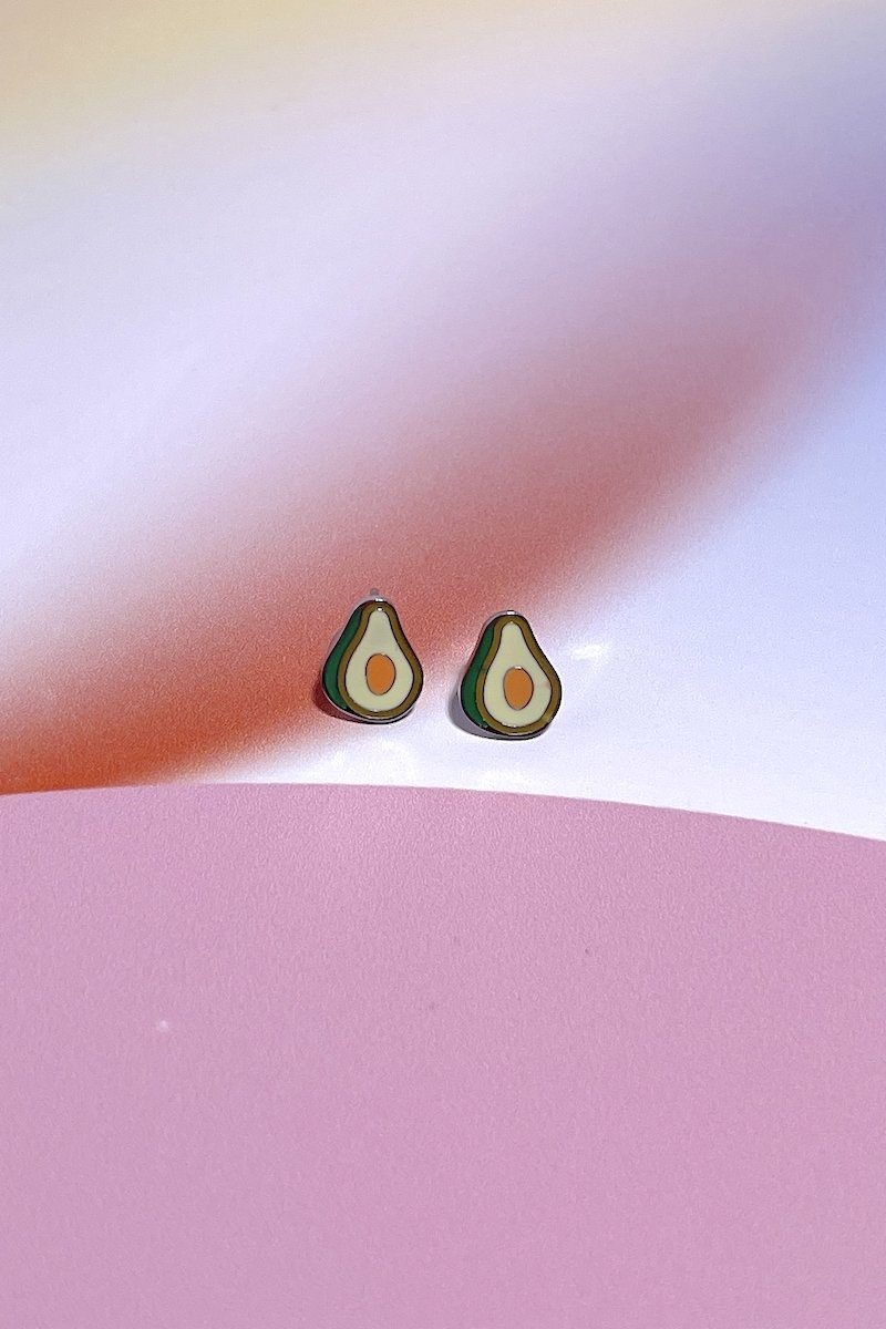 Avocado Enamel Charm Stud Earrings Earrings Mure + Grand 