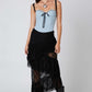 Black Lace Ruffle Midi Skirt Clothing Cotton Candy LA 