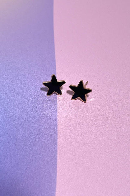 Black Star Enamel Charm Stud Earrings Earrings Mure + Grand 