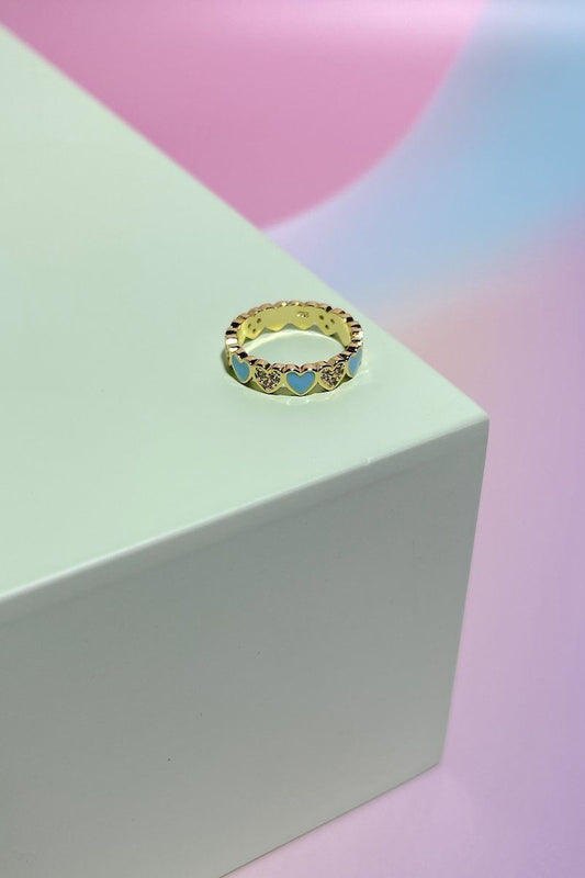 Blue + Pave Heart Stacking Ring Rings Mure + Grand 6 