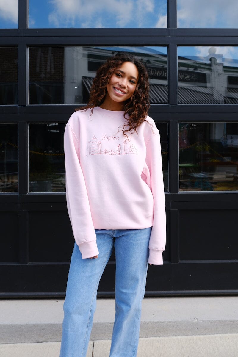 Pink sweatshirt outfit new arrivals