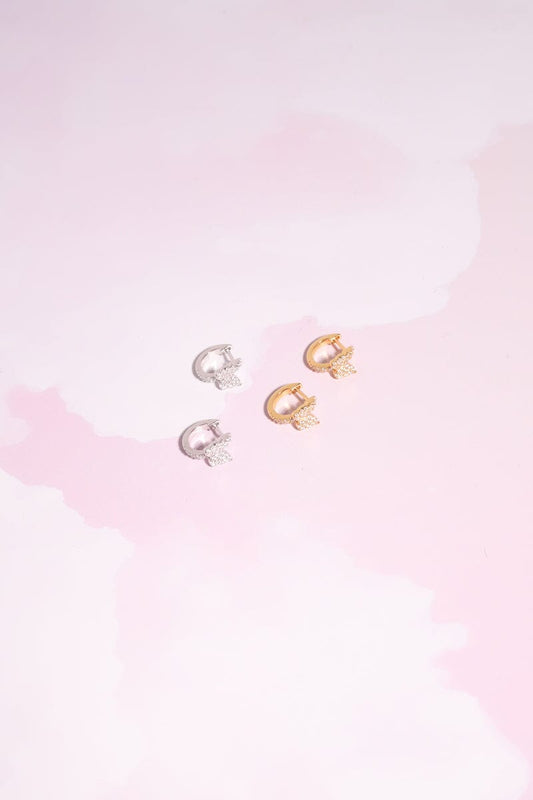 Butterfly Sterling Silver Charm Huggie Earrings Earring mure + grand 