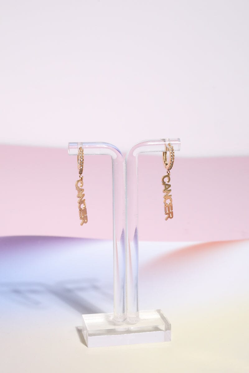 Cancer Crystal Zodiac Charm Dangle Earrings Earrings Mure + Grand Gold 