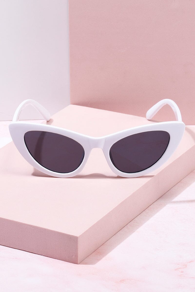 Capri Cateye Frame Sunglasses Sunglasses mure + grand White/Black 