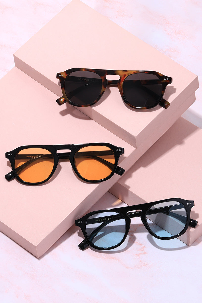 Checked In Round Frame Sunglasses Sunglasses Mure + Grand 