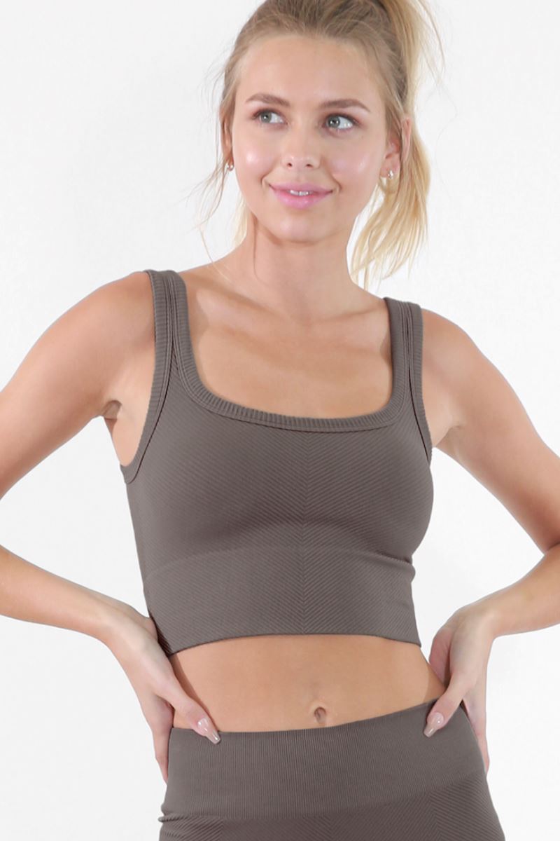 Chevron Ribbed Crop Top Top Mure + Grand Pewter 