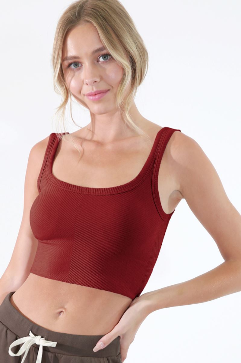 Chevron Ribbed Crop Top Top Mure + Grand Sundried Tomato 