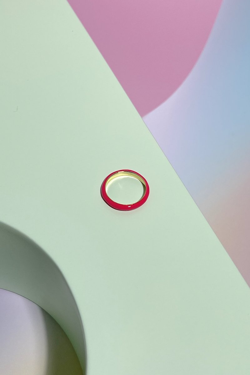 Colorful Enamel Band Stacking Ring Rings Mure + Grand Fuschia 6 