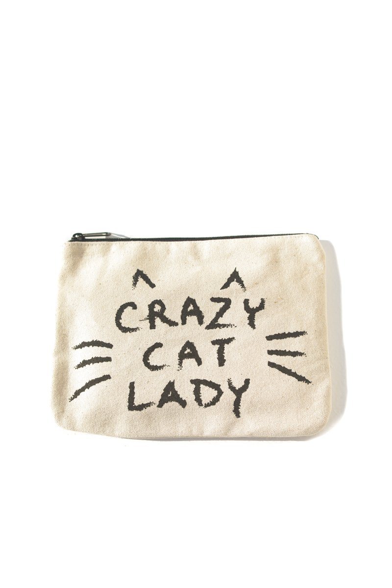 Crazy Cat Lady Canvas Pouch Inspirational Canvas Pouch Mulberry & Grand 