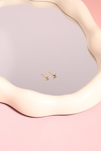 Crescent Moon Sterling Silver Stud Earrings Earrings mure + grand Black 
