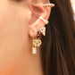 Crystal Enamel Sterling Silver Hoop Huggie Earrings Mure + Grand 