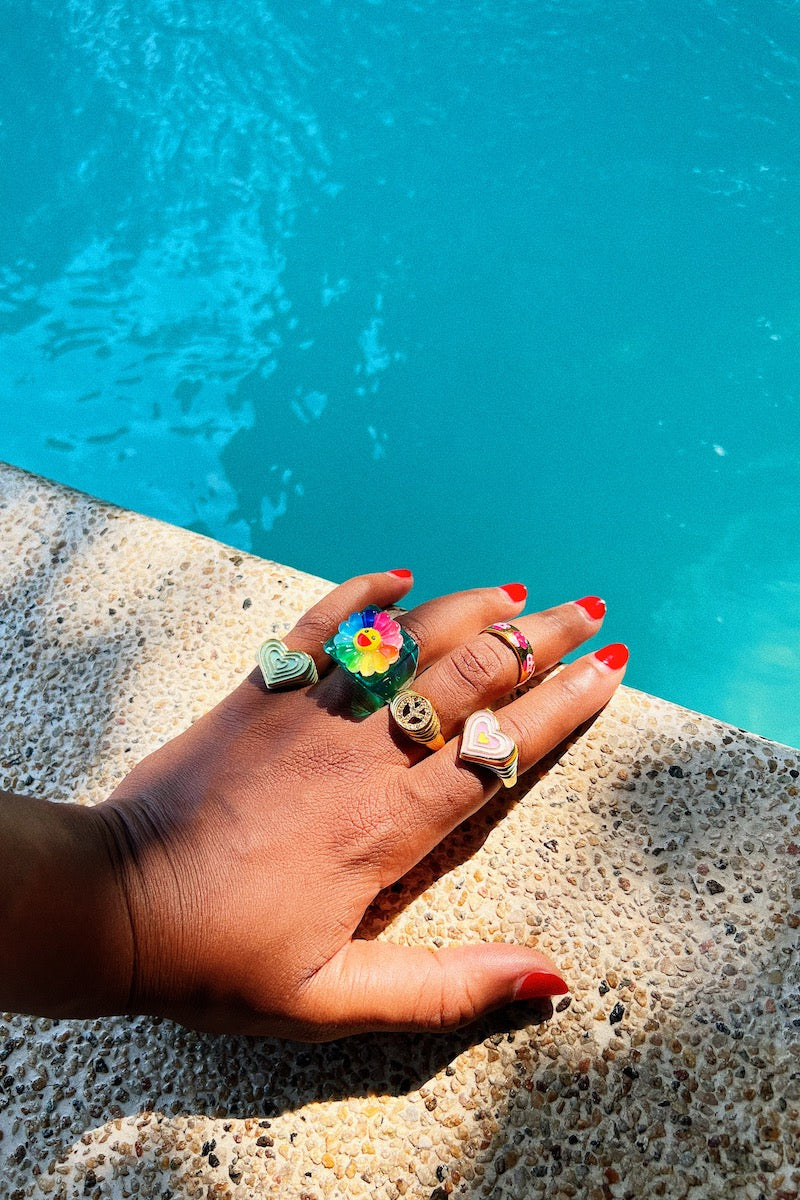 Crystal Peace Sign Stacking Ring Rings Mure + Grand 
