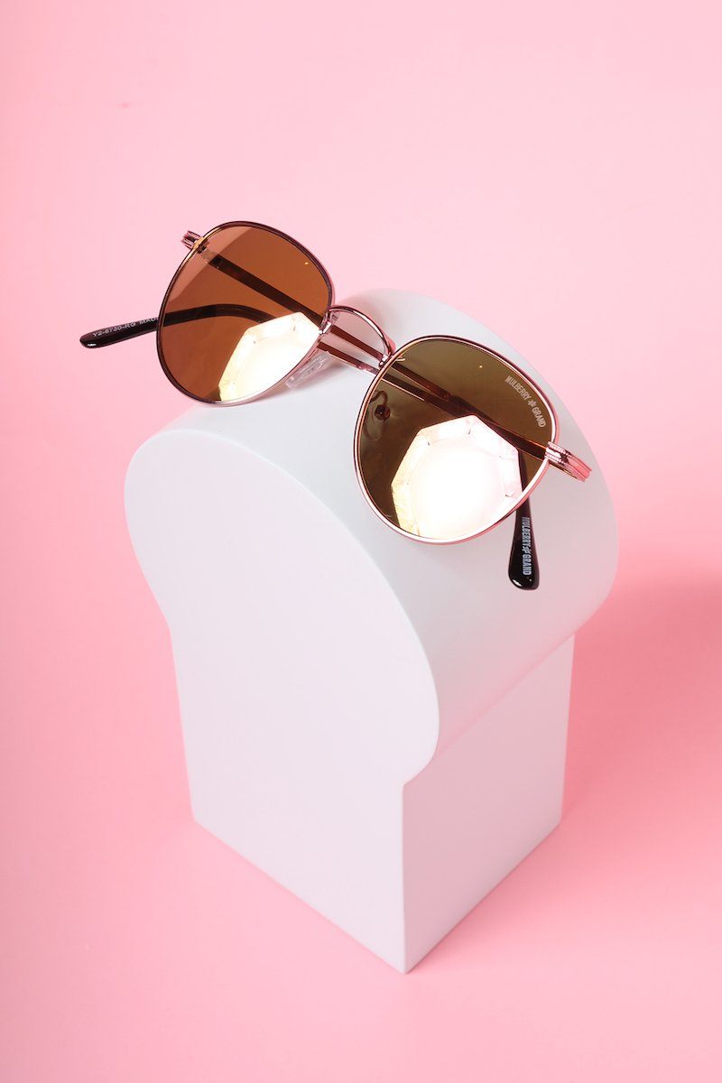 Delancey Metal Round Sunglasses Sunglasses Mulberry & Grand Rose Gold 