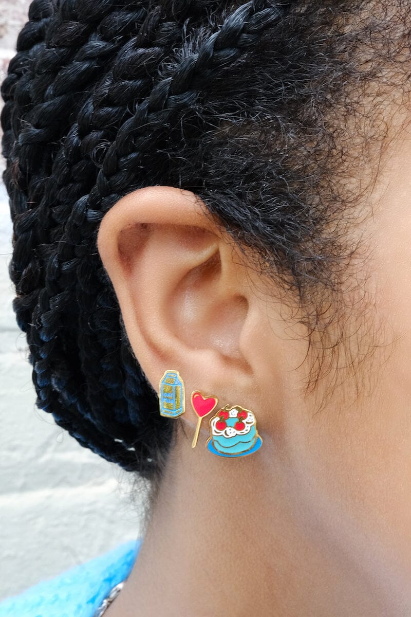 Eat the Cake Enamel Charm Stud Earrings Earrings mure + grand 