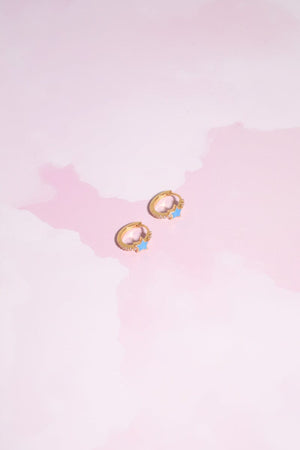 Enamel Star Sterling Silver Charm Huggie Earrings