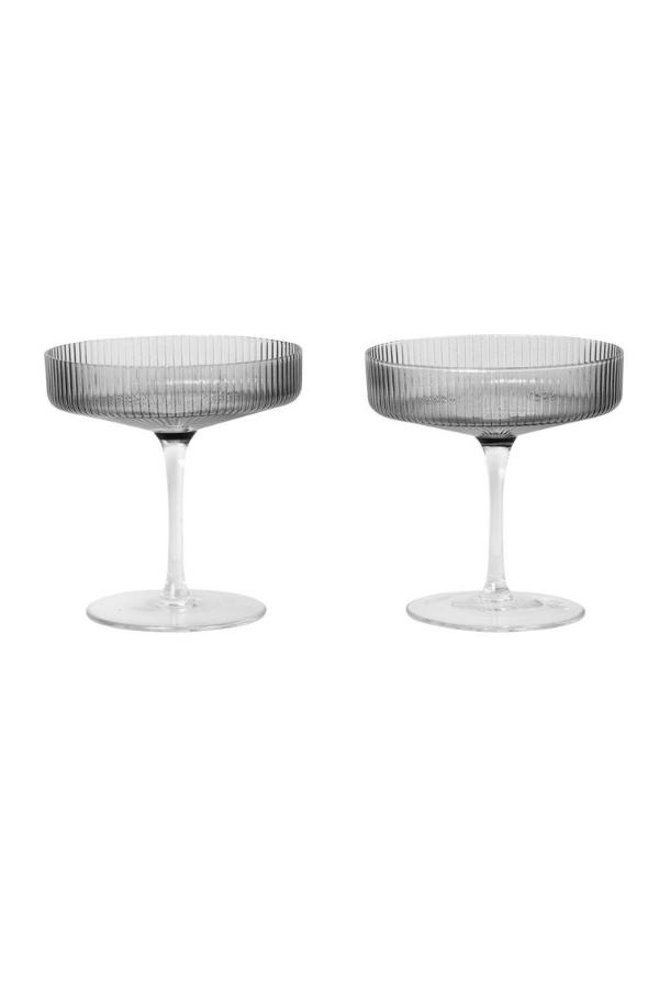Ferm Living Ripple Champagne Saucers (Set of 2) Home Decor Ferm Living Smoked Grey 