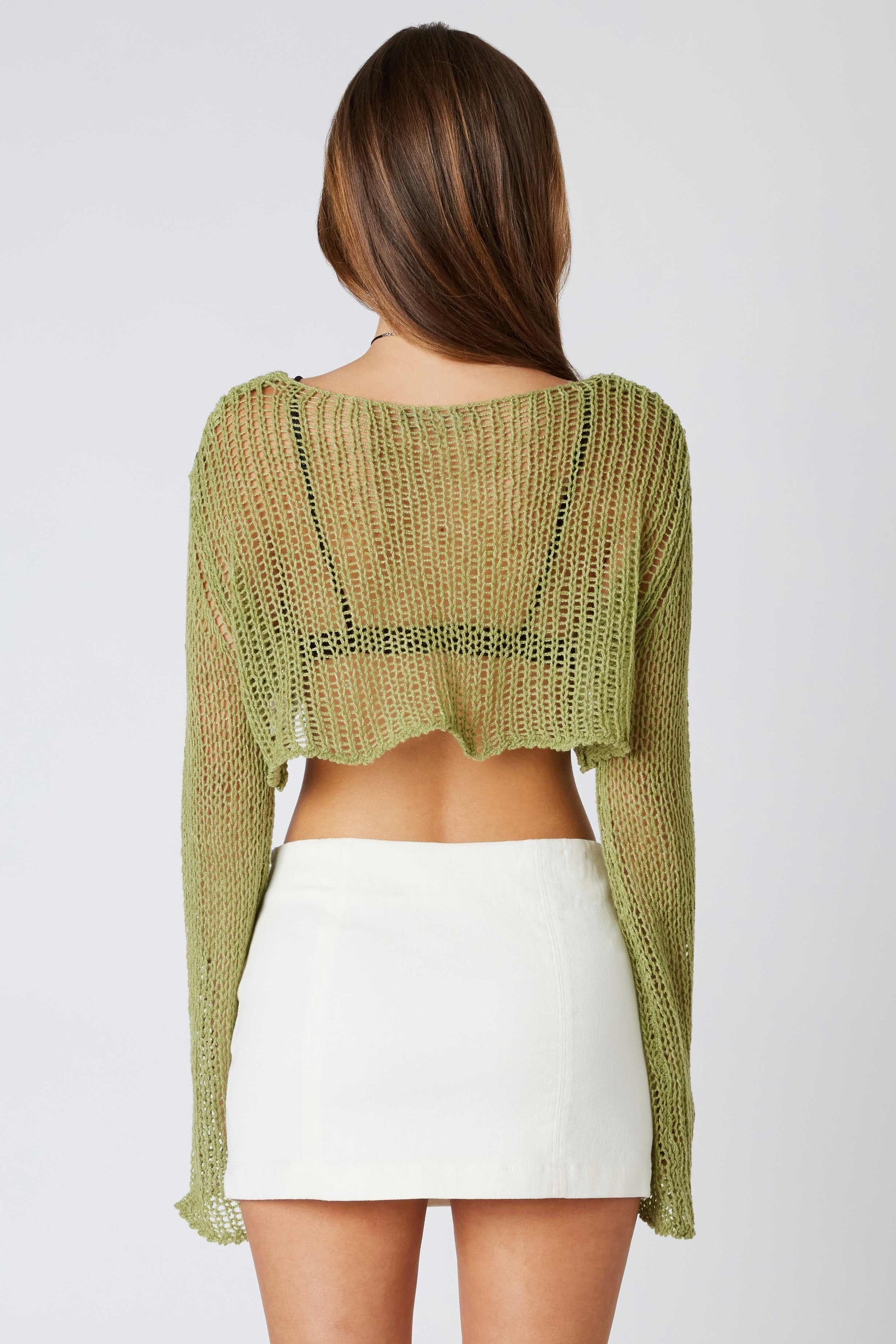 Fern Cropped Knit Sweater Clothing Cotton Candy LA 