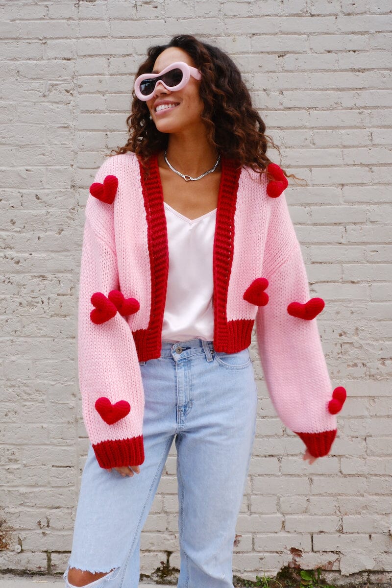 Follow Your Heart Puff Cardigan Sweater mure + grand 