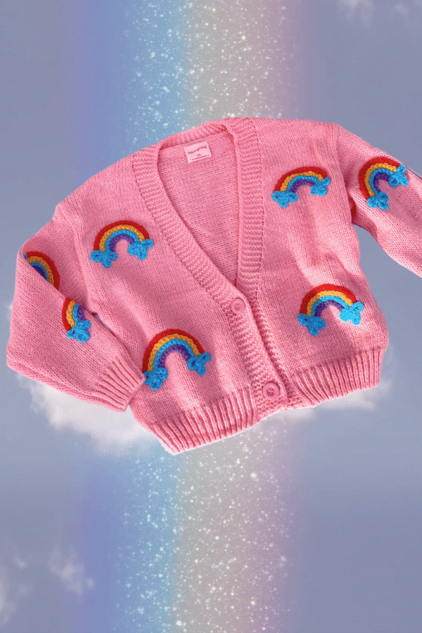 Follow Your Rainbow Puff Cardigan Sweater mure + grand 
