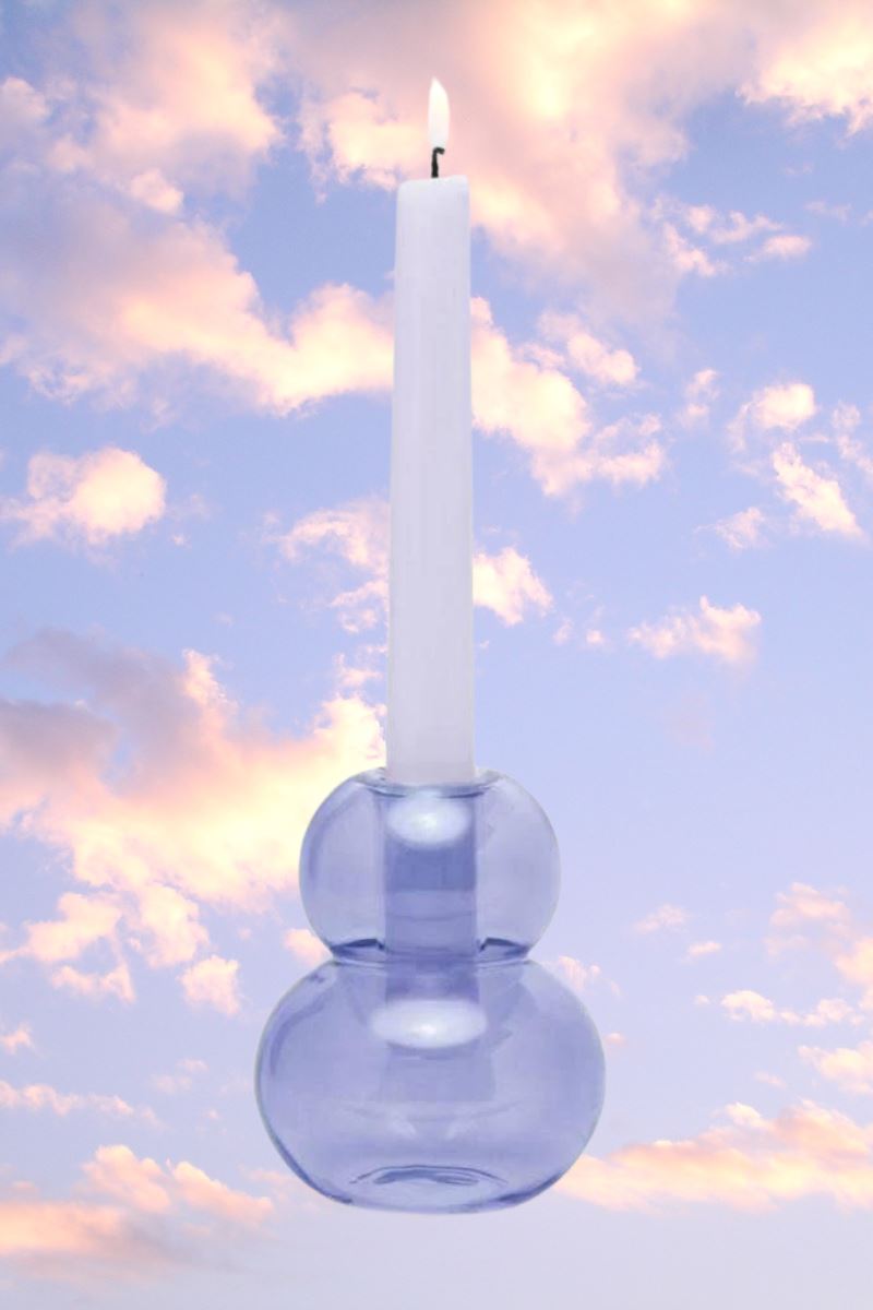 Glass Bubble Taper Candle Holder Home Decor Realm Purple 