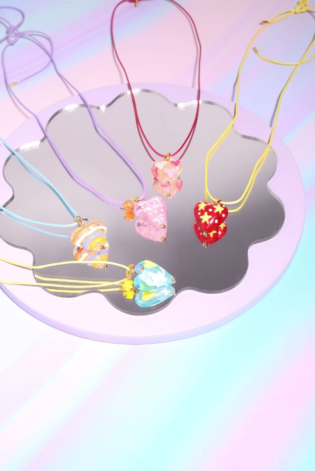 Glass + Enamel Bauble Heart Icing Necklace Necklaces mure + grand 
