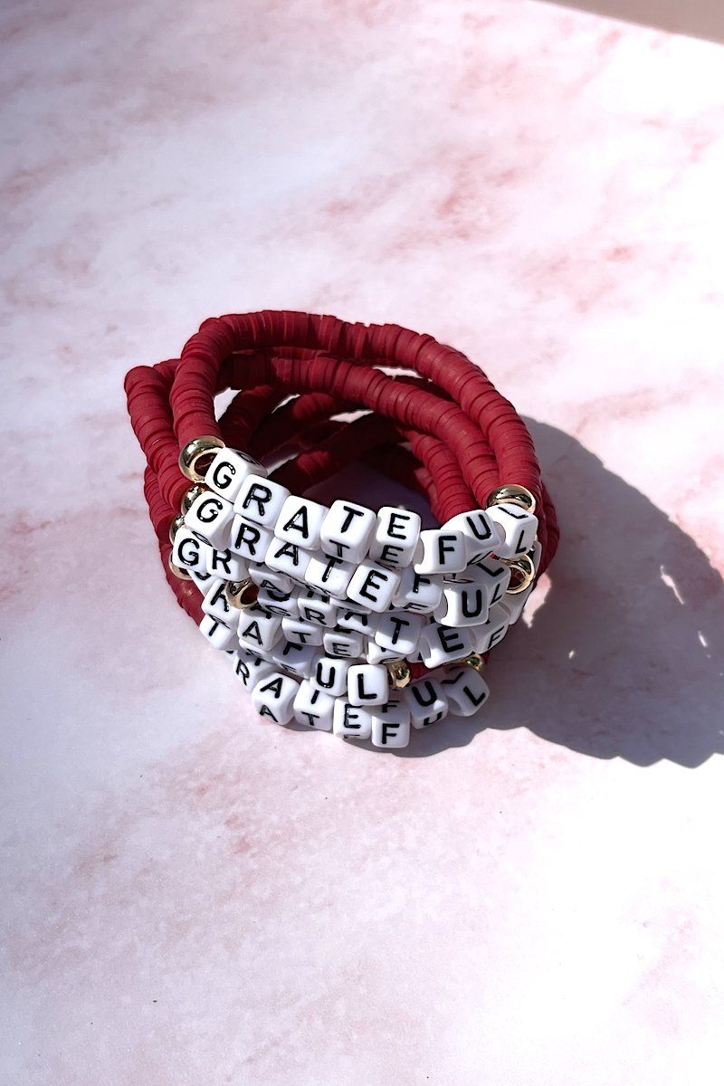 Grateful Inspirational Beaded Bracelet Bracelet Mulberry & Grand Default 