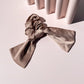 Greige Matte Satin Bow Scrunchie Set Hair Accessory Mulberry & Grand 
