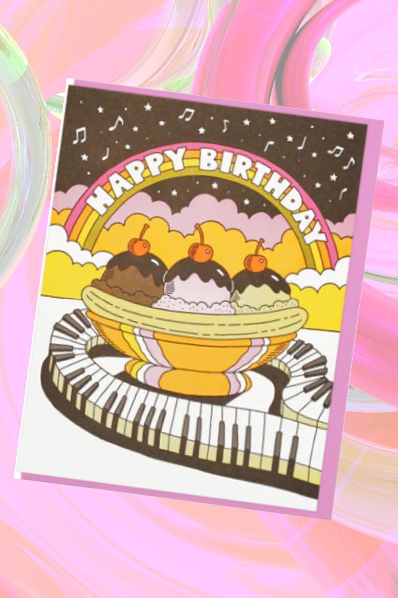 Happy Birthday Musical Banana Split Greeting Card Greeting & Note Cards Lucky Horse Press 