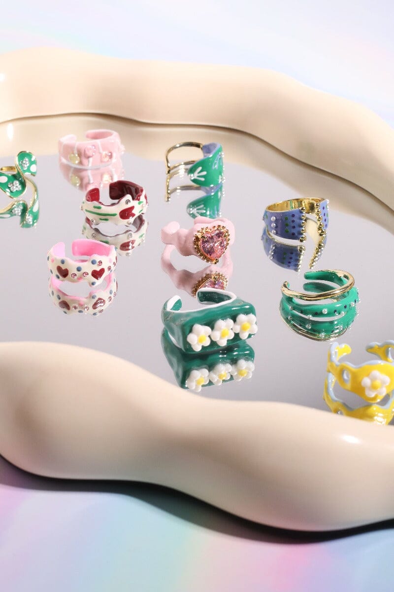 Happy Daze Flower Painted Stacking Ring Rings mure + grand 