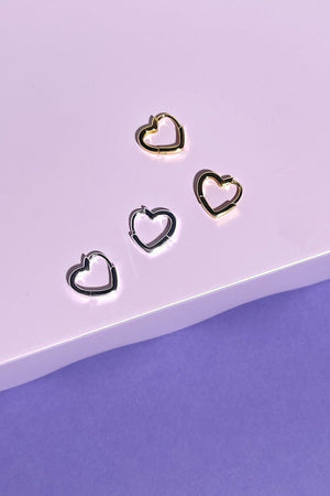 Heart Sterling Silver Charm Huggie Earrings
