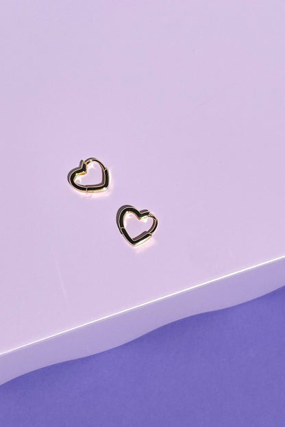 Heart Sterling Silver Huggies Earrings Mulberry & Grand Gold 