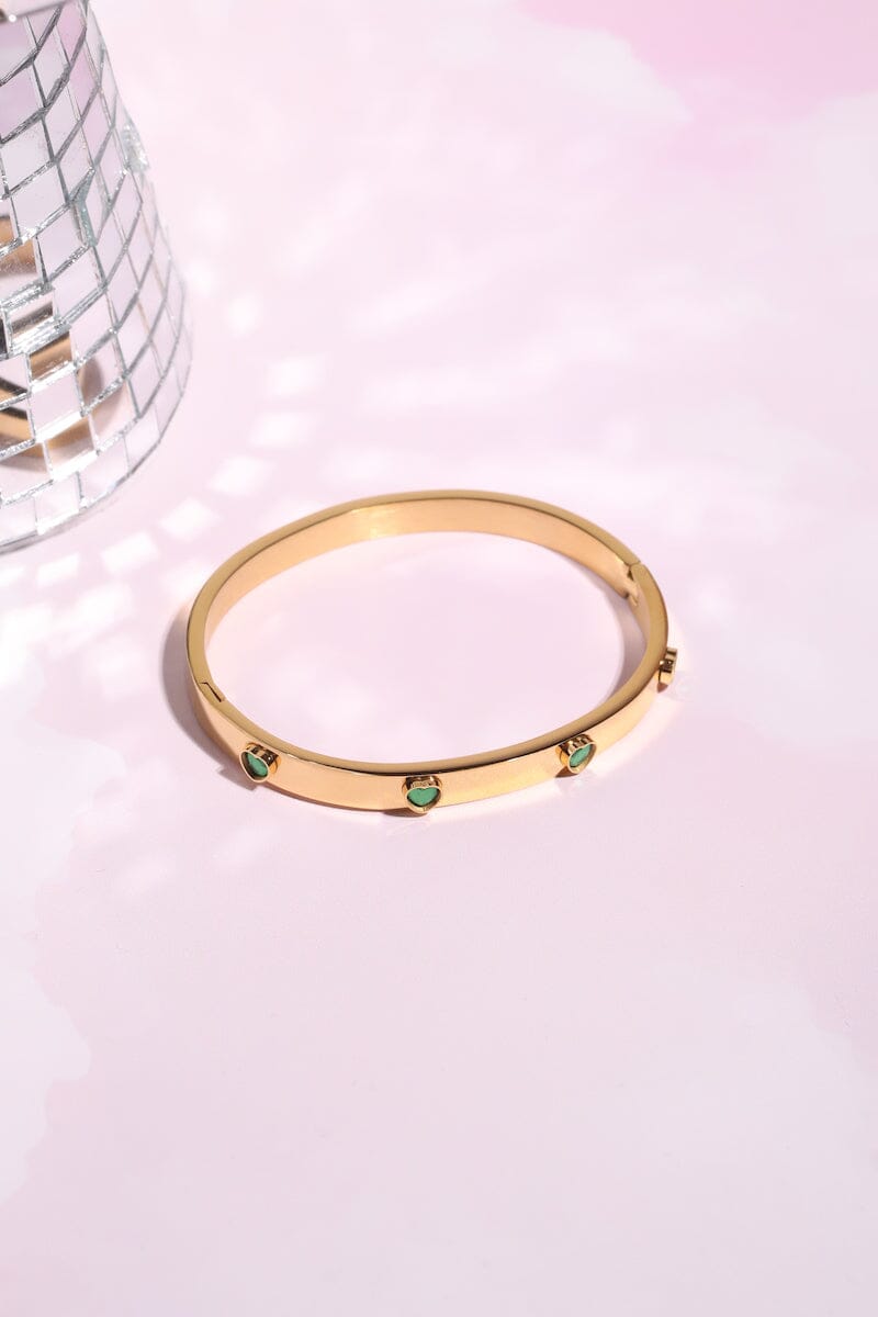 Heart Studded Bangle Bracelet Bracelet mure + grand Green 