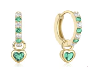 Heart Studded Sterling Silver Charm Dangle Earrings Earrings mure + grand 