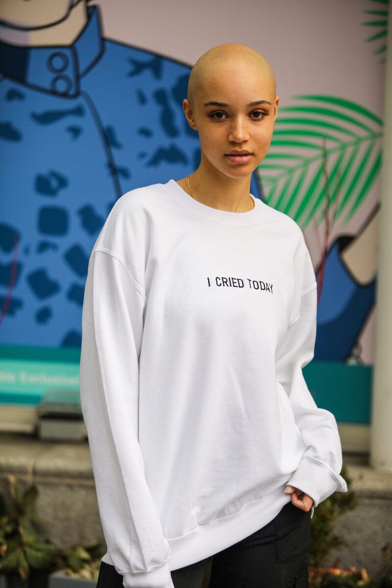 White 2025 embroidered sweatshirt