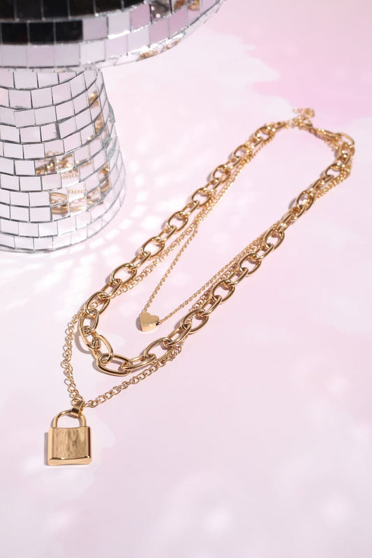 Layered Lockbox Chainlink Necklace Necklaces mure + grand 
