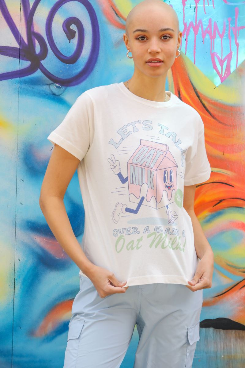 Let's Talk Over a Glass of Oat Milk Graphic T-Shirt t-shirt Mure + Grand 