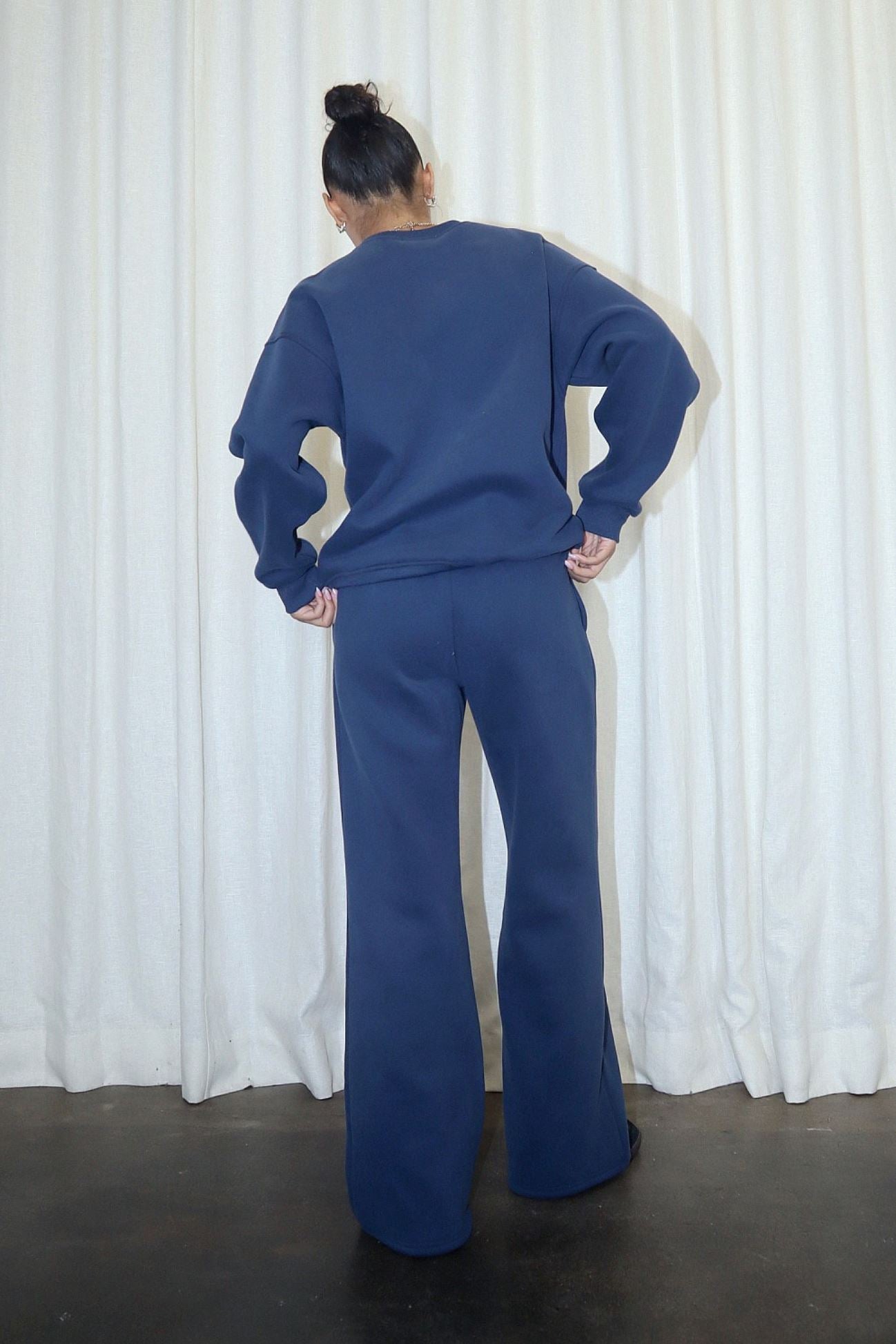 Like a Cloud Straight Leg Sweatpants in Navy Clothing Bailey Rose 