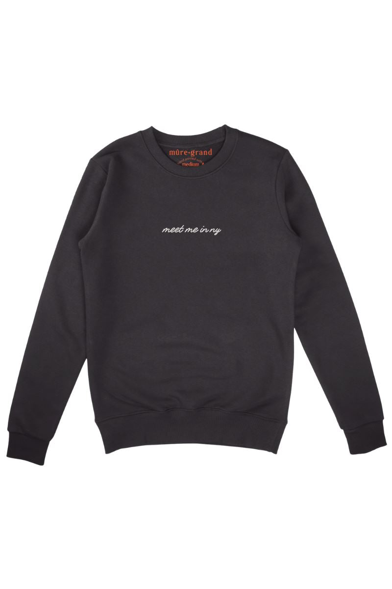 Meet Me in NY Embroidered Sweatshirt sweatshirt Mure + Grand Black S 