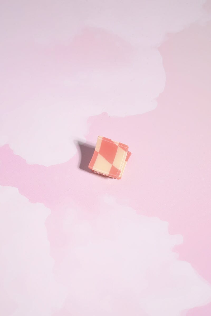 Mini Checkered Claw Clip Hair Accessory mure + grand Pink 