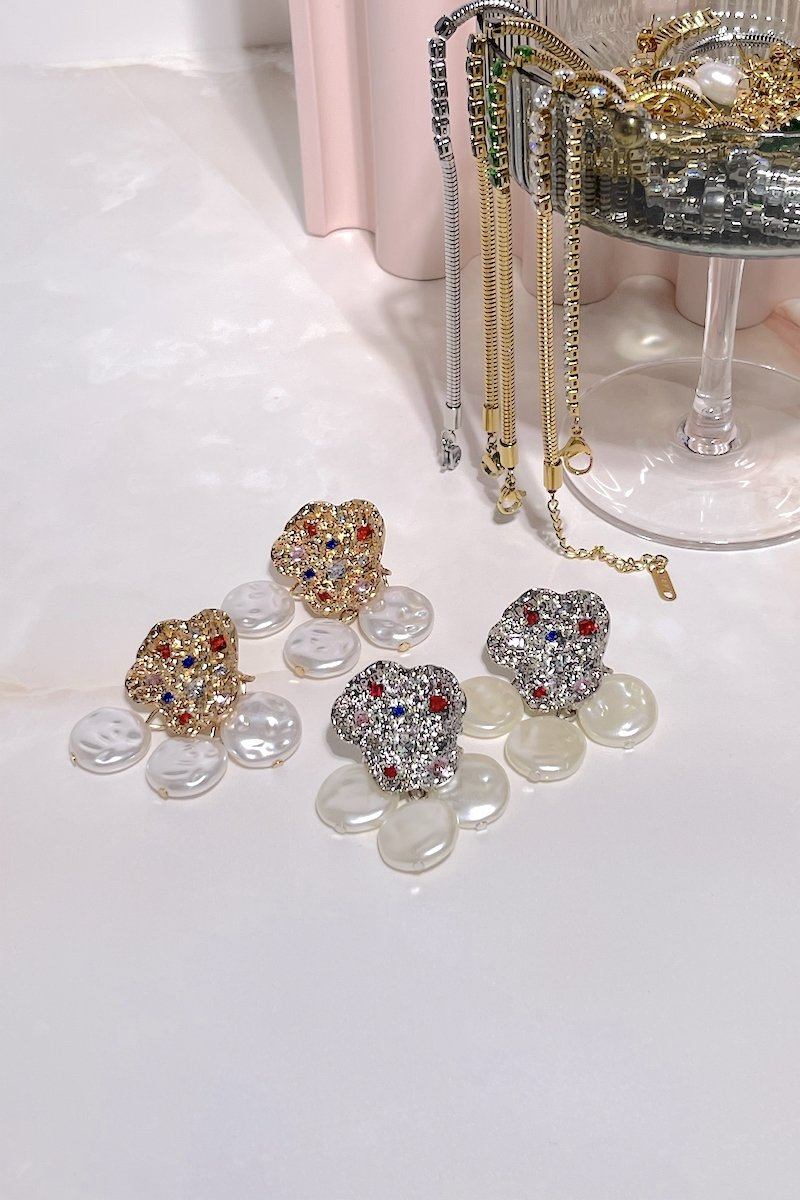 Nava Jewel Pearl Drop Earrings Earrings Mulberry & Grand 