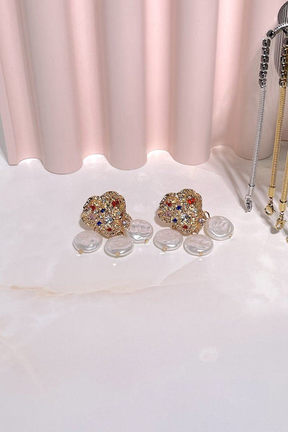 Nava Jewel Pearl Drop Earrings Earrings Mulberry & Grand Gold 