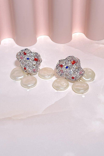 Nava Jewel Pearl Drop Earrings Earrings Mulberry & Grand Silver 