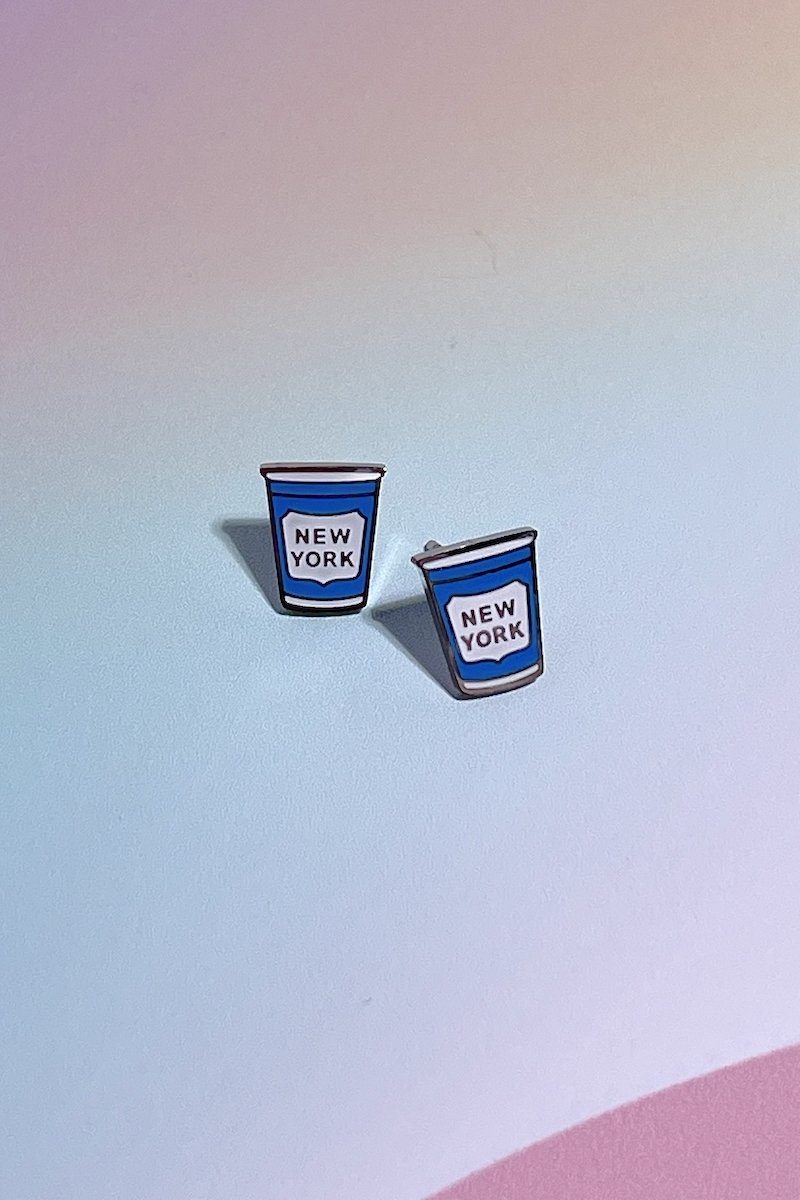 New York Coffee Cup Enamel Charm Stud Earrings Earrings Mure + Grand 